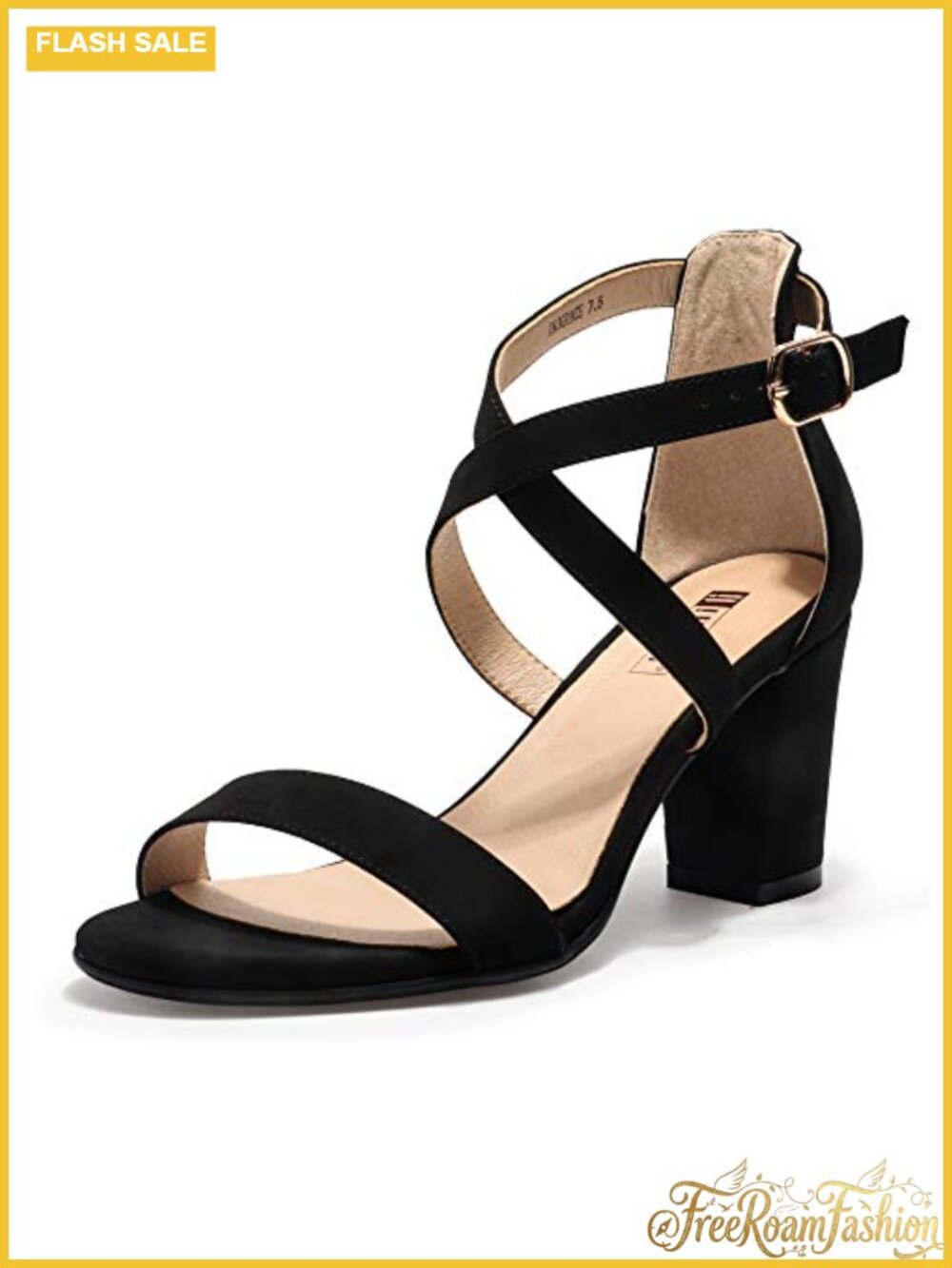 Women's Strappy Chunky Block Heel Open Toe Heeled Sandals 3 Inch